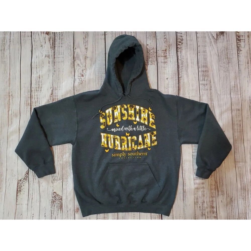 Womens Medium Simply Southern  Sunshine Mixed With A Little Hurricane Hoodie